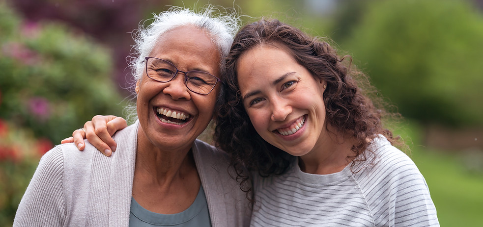 Active older adults smiling and happy outdoors